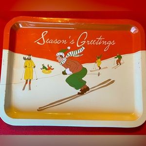 Retro Season’s Greetings Ski Tray